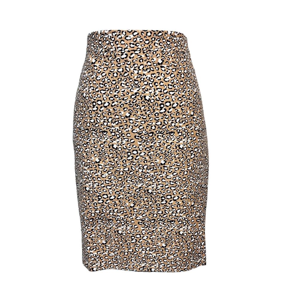 J. Crew Skirt size 4 Gold Black Tweed Cheetah Leopard Pencil Knee Career Casual